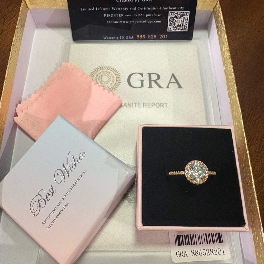 GRA certification 14k Gold plated and Silver Women's 1CT moissanite Ring SZ 9